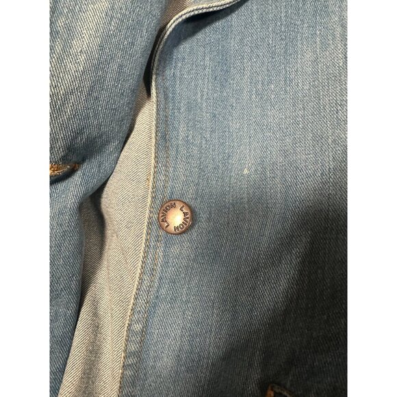 Vintage L’Avion Denim Belted Blazer Jacket Rolled Sleeves Aviator Western Small - Picture 11 of 12
